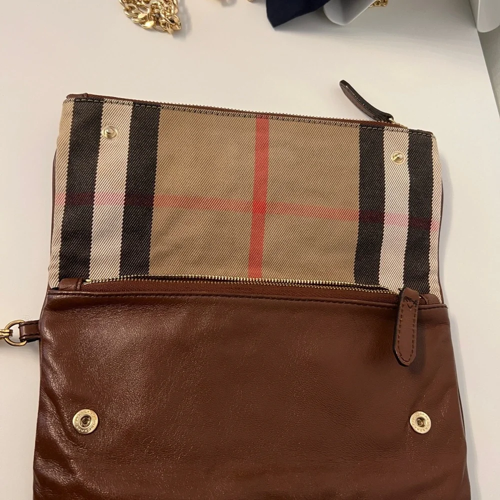 Burberry House Check Bridle Calfskin Adeline Filder Wristlet Clutch/ bag . - Picture 5 of 12